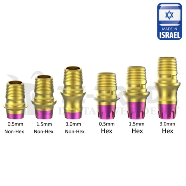 T-Base Cad Cam abutment MIS C1 V3 SP Colored compatible hex/non hex